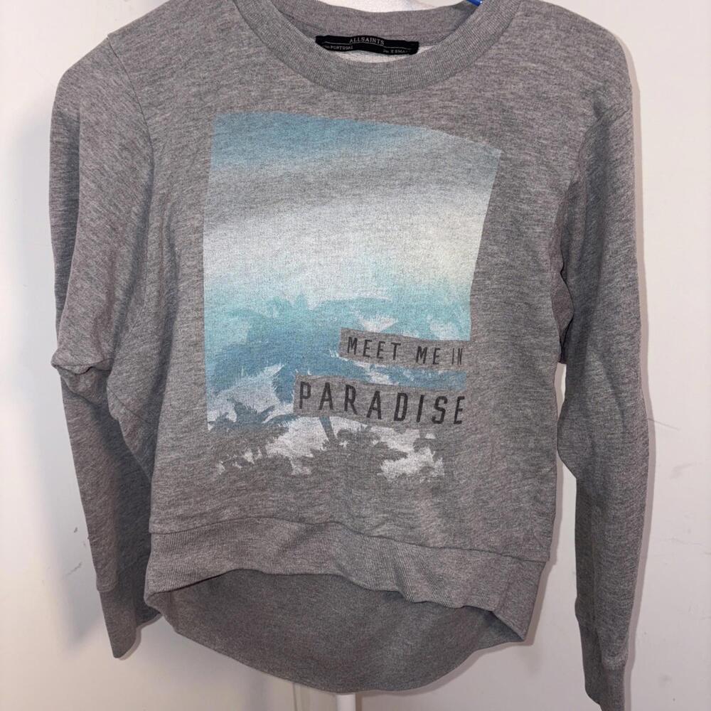 AllSaints XSmall Sweatshirt‎ Cropped Meet Me In Paradise Excellent
